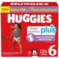 thumbnail image 3 of Huggies Little Movers Plus Baby Diapers, Size 3-7, 3 of 11