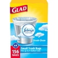 thumbnail image 1 of Glad Small Twist-Tie White Trash Bags, Fresh Clean Scent with Febreze Freshness, 4 gal., 156 ct., 1 of 8