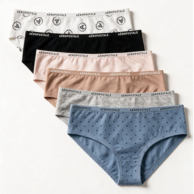 Aeropostale Women’s Cotton Stretch Hipster Panties, 6 Pack