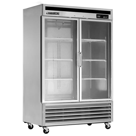 Maxx Cold X-Series Double Glass Door Commercial Refrigerator, Stainless Steel (49 cu. ft.)