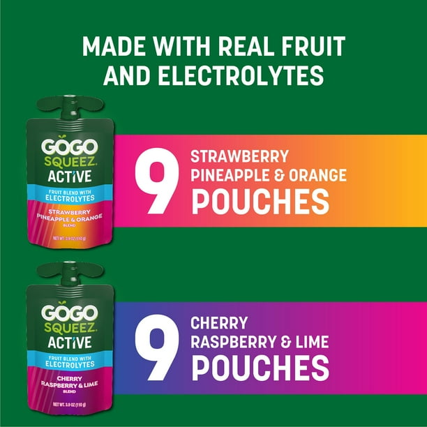 GoGo squeeZ Active Fruit Blend with Electrolytes Variety Pack 3.9