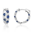 thumbnail image 3 of Lab Created Gemstone Huggie Hoop Earrings in Sterling Silver, 3 of 6