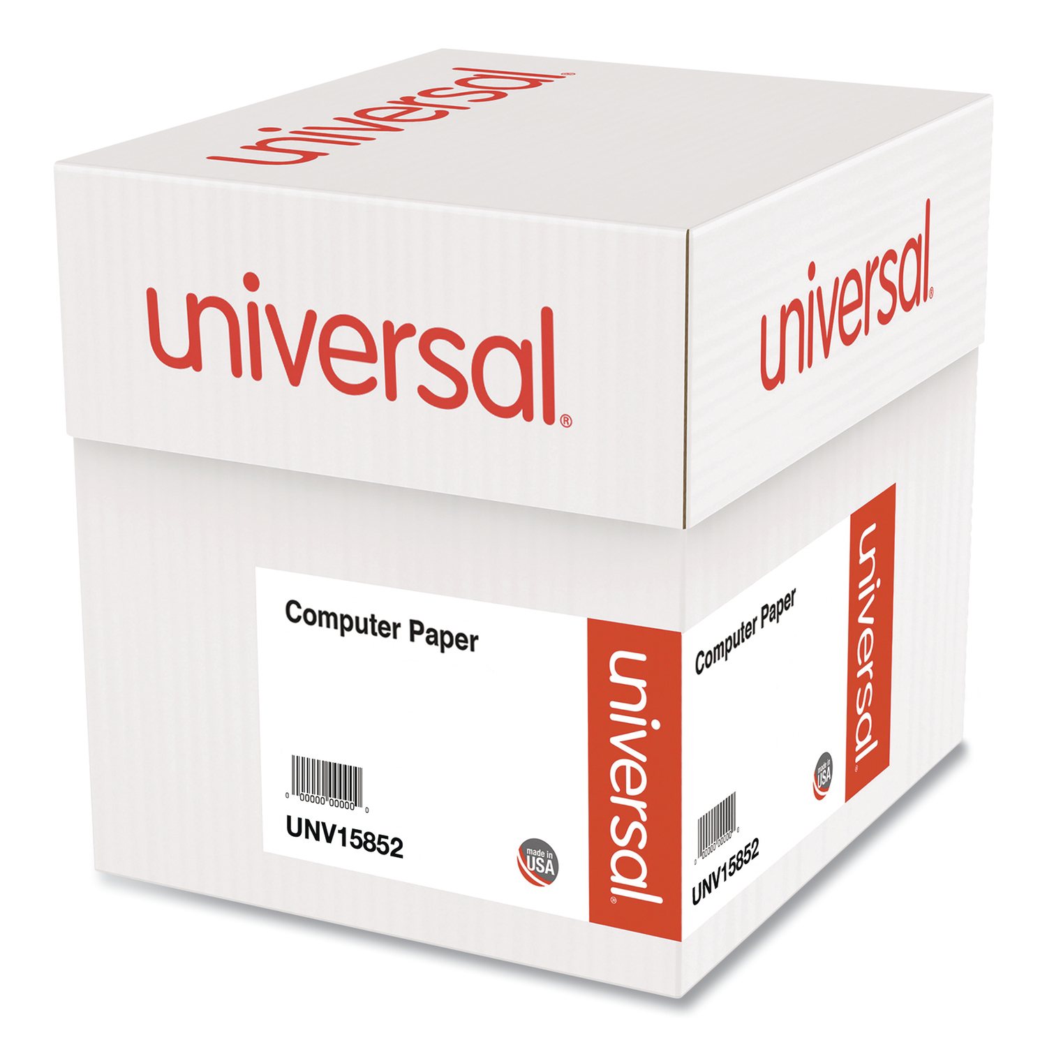 Universal Green Bar Computer Paper, Perforated Margins, 20lb, 14-7/8