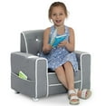 thumbnail image 3 of Delta Children Chelsea Kids' Upholstered Chair with Cup Holder, Soft Grey, 3 of 6