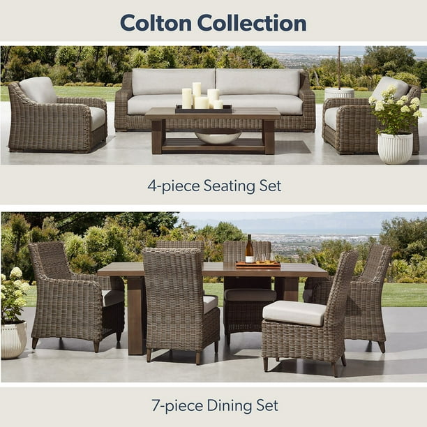 Member's Mark Colton Dining Set with Slat Top Table and Sunbrella