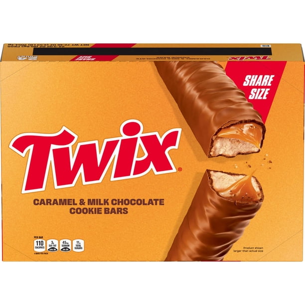 Twix Caramel Cookie Chocolate Candy Bars, Share Size, 3.02 oz., 24