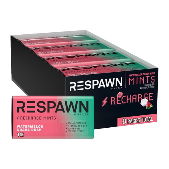 RESPAWN By RAZER Watermelon Guava Rush Sugar Free Chewing Mints, 1 oz., 8 pk.