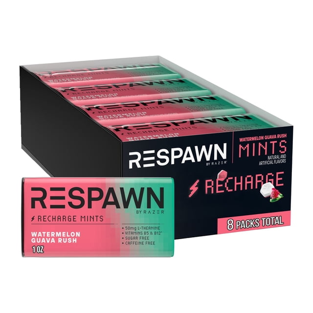RESPAWN By RAZER Watermelon Guava Rush Sugar Free Chewing Mints, 1 oz., 8 pk.