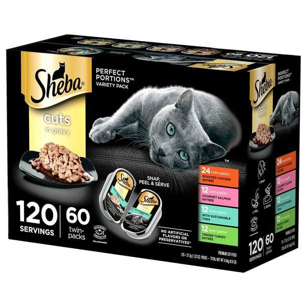 Sheba Perfect Portions Wet Cat Food Trays Variety Pack, 60 ct