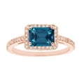 thumbnail image 1 of Emerald Cut Gemstone & 0.23 Halo Diamond Ring in 14K Gold, 1 of 4
