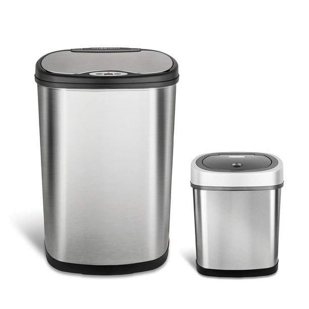 Nine Stars Sensor Trash Cans, Stainless Steel 13.2 gal./3.2 gal