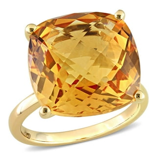 Cushion Cut Madeira Citrine Ring in 14K Gold