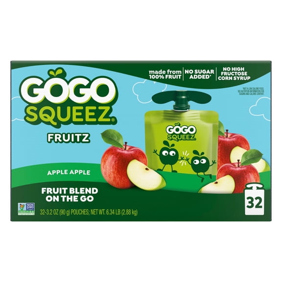 GoGo SqueeZ Applesauce Pouches, Apple Apple, 3.2 oz., 32 ct.