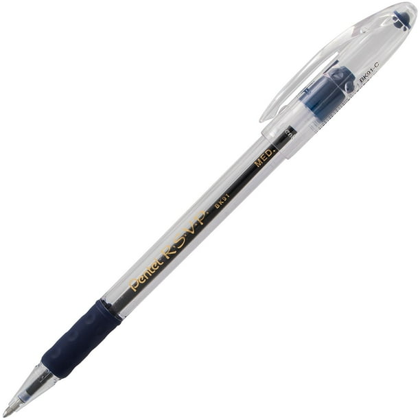 Pentel - R.S.V.P. Ballpoint Stick Pen, Blue Ink, Medium - 12 Pens