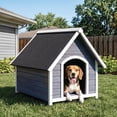 thumbnail image 4 of Outdoor wooden dog house, Large 32.8" L x 39.76" W x 33.46" H, Gray, 4 of 5