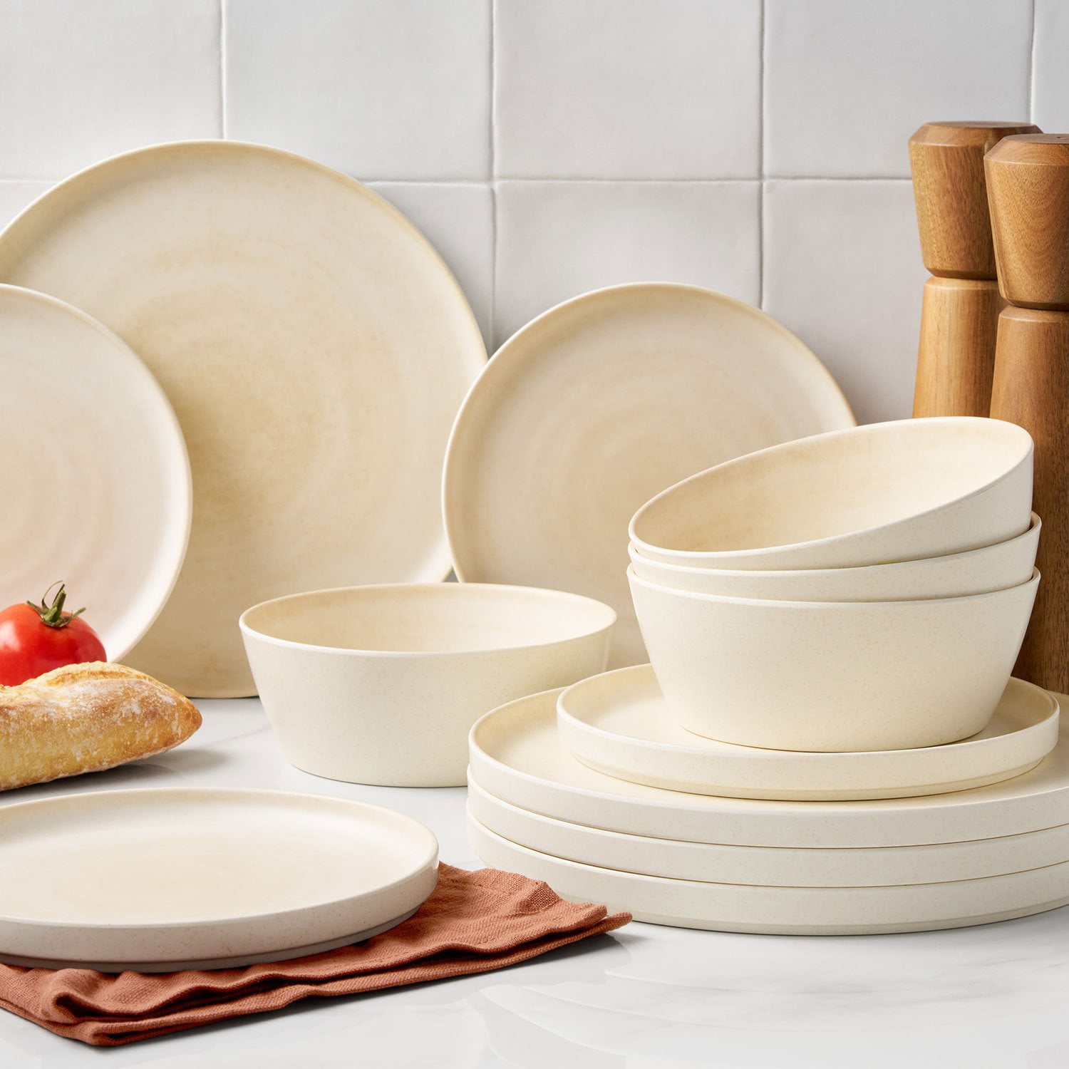 Member's Mark Bamboo Melamine 12-Piece Dinnerware Set, Choose - Main Image