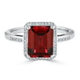 thumbnail image 1 of Emerald Cut Gemstone & 0.14 CT. T.W. Halo Diamond Ring in Sterling Silver, 1 of 5