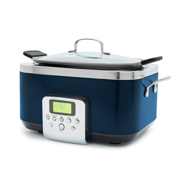 GreenPan Elite 8-in-1 Programmable 6 Quart Electric Slow Cooker, Ceramic Nonstick (Choose Color)