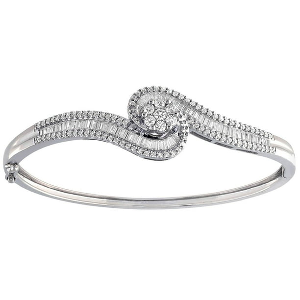 1.98 CT. T.W. Diamond Swirl Bangle Bracelet in 14K Gold
