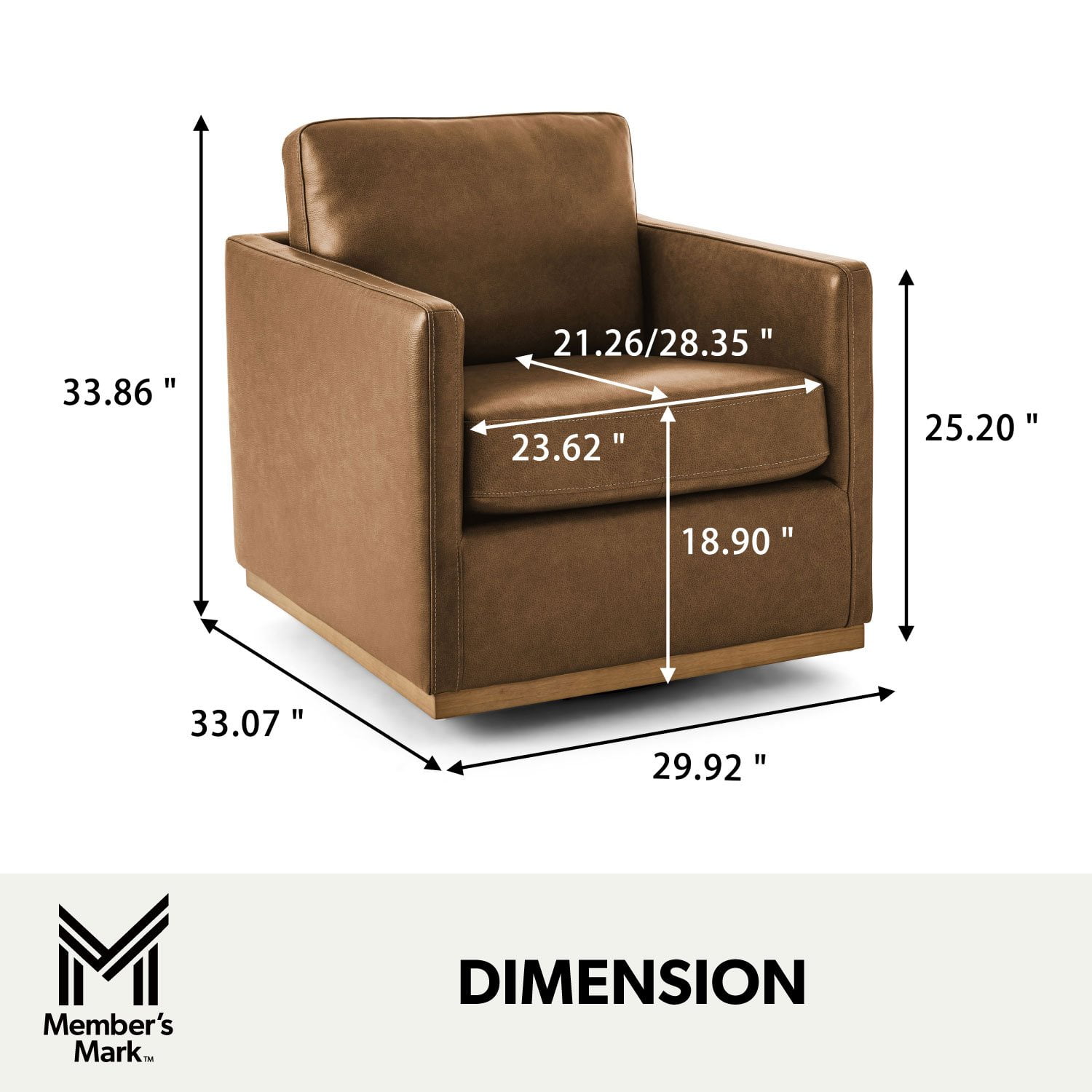 Member's Mark Modern Classic Leather Swivel Chair, Assorted Colors