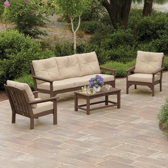 POLYWOOD Gulf Shores Sofa Seating Set with Sunbrella Fabric, 4pc