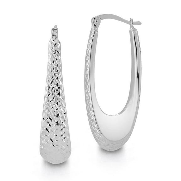 Elongated Oval Hoop Earrings in 14K Gold