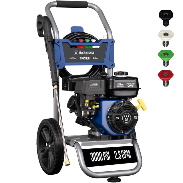 Westinghouse 3000 PSI 2.3 GPM Gas Powered Axial Cam Pump Cold Water Pressure Washer with 4 Quick Connect Tips