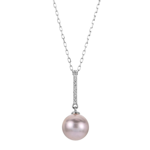 Cultured Freshwater Pearl and 0.04 CT.T.TW. Diamond Pendant Necklace in 14K Gold