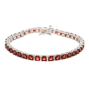 Princess Cut Gemstone Tennis Bracelet in Sterling Silver