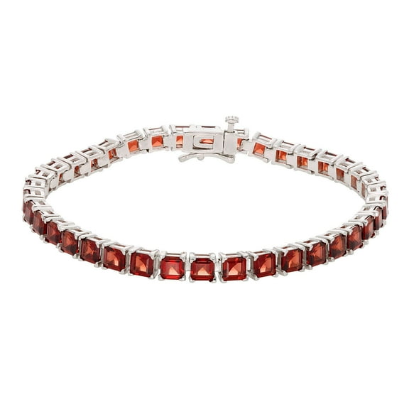 Princess Cut Gemstone Tennis Bracelet in Sterling Silver