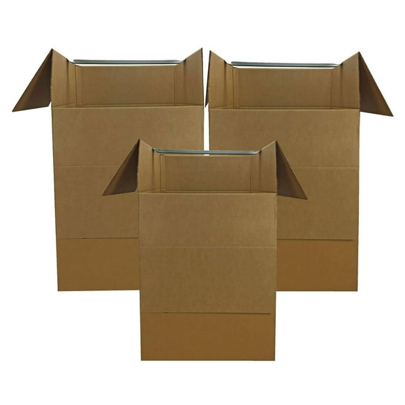 UBMOVE Large Corrugated Wardrobe Moving Boxes (Bundle of 3) 24"x24"x40"