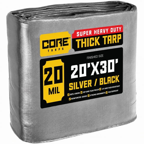 Heavy Duty 20' x 30' Tarp Cover, Waterproof, UV Resistant, Rip and Tear Proof, Poly Tarpaulin with Reinforced Edges for Roof, Camping, Patio, Pool, Boat, Assorted Mil & Colors