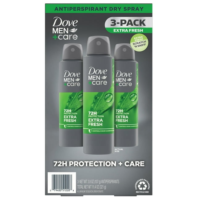 Dove Men+Care Extra Fresh Dry Spray Antiperspirant, 3.8 oz., 3 pk.