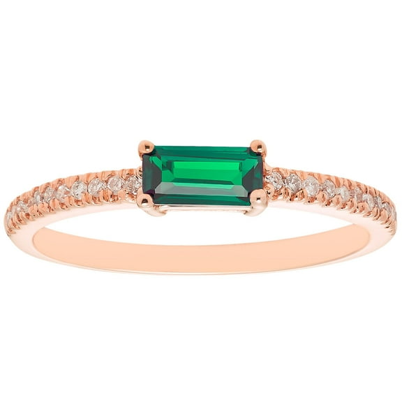 Baguette Cut Gemstone and 0.10 CT. T.W. Diamond Ring in 14K Gold