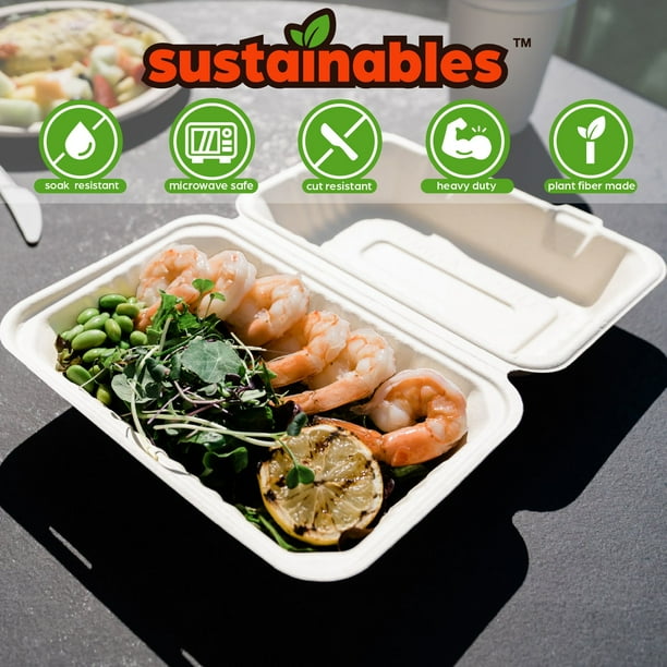 Kanak Sustainables™ Hoagie Hinged Lid To Go Food Container 9