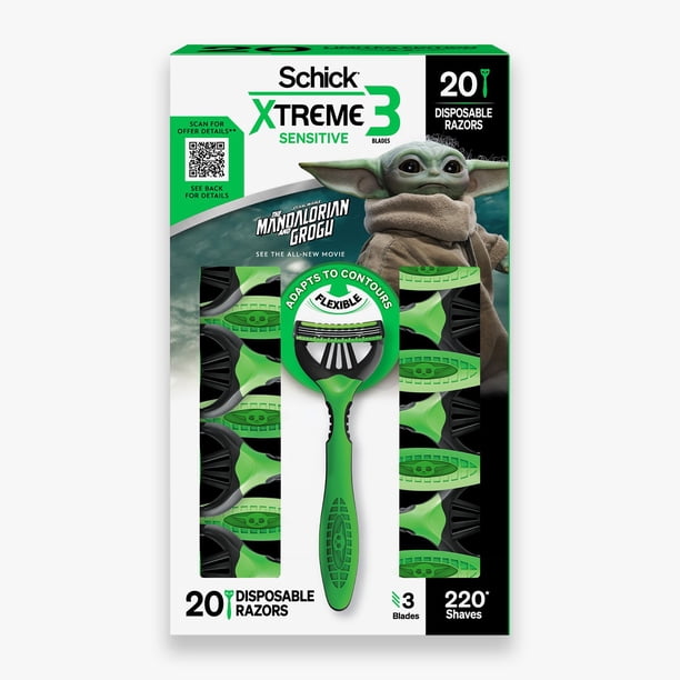 Schick Xtreme3 Mandalorian Disposable Razors for Men, 20 ct