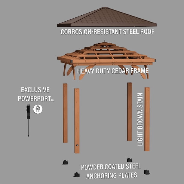 Backyard Discovery Barrington Cedar Gazebo with Powerport, Choose