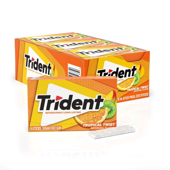 Trident Sugar-Free Chewing Gum, Tropical Twist, 14 pcs., 15 pk.