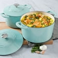 thumbnail image 1 of Martha Stewart 4-Quart and 7-Quart Enamel on Cast Iron Dutch Ovens, 2 Pack (Assorted Colors), 1 of 8