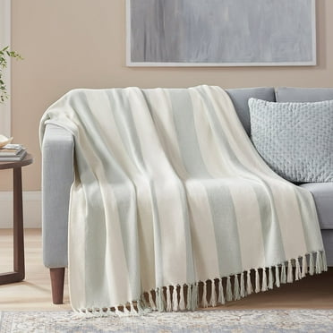 Member's Mark Cotton Stripe Throw with Tassels, 60" x 70"