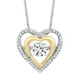 thumbnail image 1 of Round Cut Lab Created White Sapphire & Diamond Heart Dancing Pendant Necklace in 14K Gold & Sterling Silver, 1 of 7