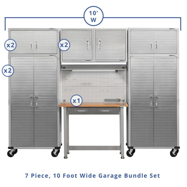 Seville Classics UltraHD 7-Piece Steel Garage Cabinet Storage Set