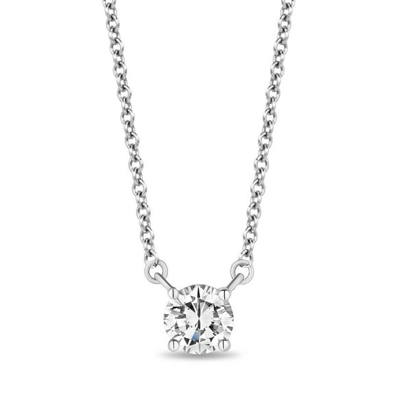 Round Cut Diamond Solitaire Necklace in 18K Gold