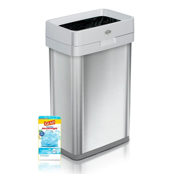 Clorox 13 Gallon Open Top Stainless Steel Trash Can with Anti