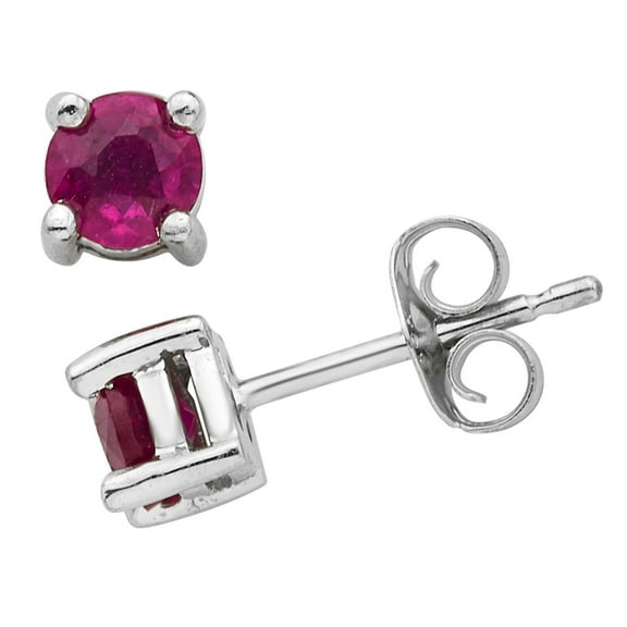 Round Cut Gemstone Stud Earrings in 14K Gold