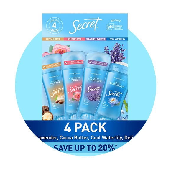 Secret Fresh Invisible Solid Antiperspirant Deodorant, Variety Pack, 2.6 oz., 4 pk.