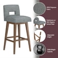 thumbnail image 5 of HH2 Home Upholstered Key Back Wood Adjustable Height Swivel Bar Stool, 5 of 19