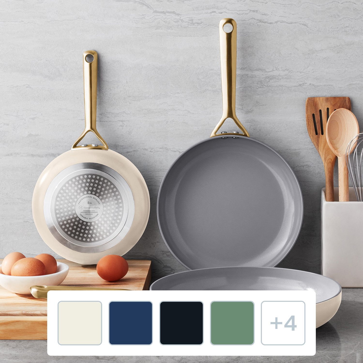 Member's Mark 3-Piece Modern Ceramic Fry Pan Set, Assorted Colors