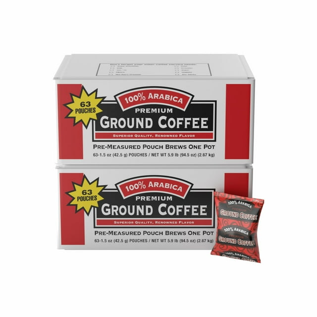 100% Arabica Ground Coffee Pre-Measured Pouches, 126 pk.