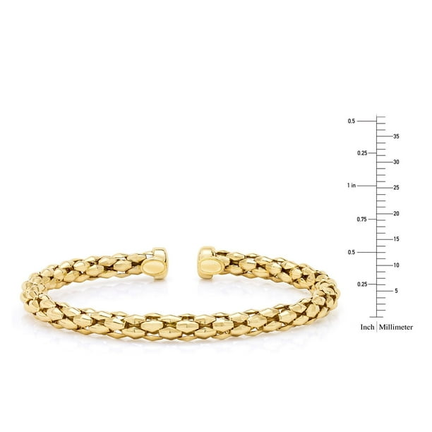 Mosaic Chain Bangle Bracelet Set in Sterling Silver & 18K Gold